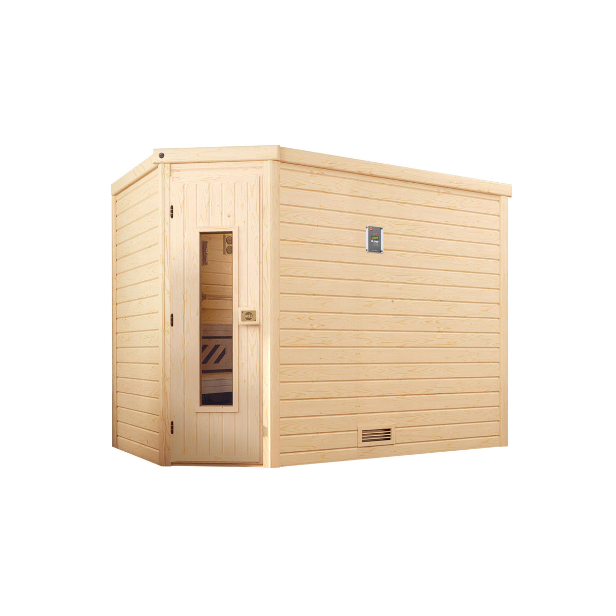 Weka  Design-Sauna Cubilis Größe 2 Sparset 7,5kW OS Glastuer und Fenster