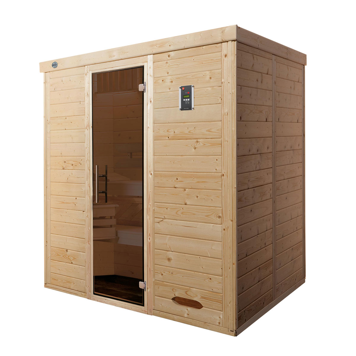 Weka  Premium Massivholz-Elementsauna Kemi Eck Größe 3 Sparset 7,5 kW OS