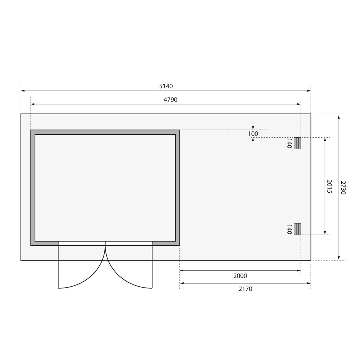 Karibu BBH Bastrup 3 Set mit Anbaudach naturbelassen Bild 8