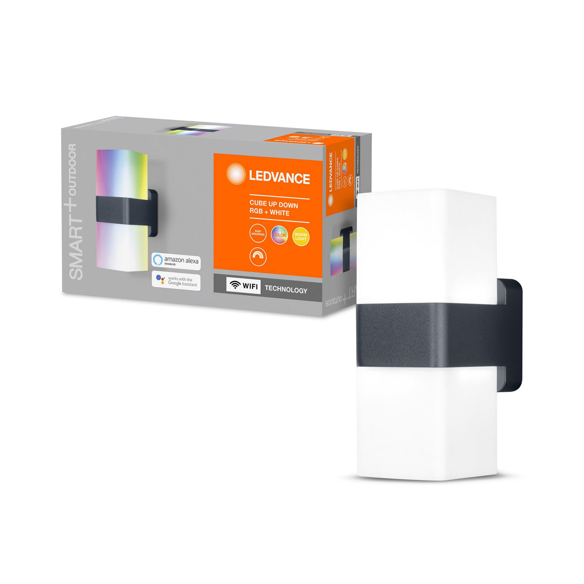 Ledvance SMART+ Außenwandleuchte Cube Up Down 8 x 20,5 x 11 cm grau
