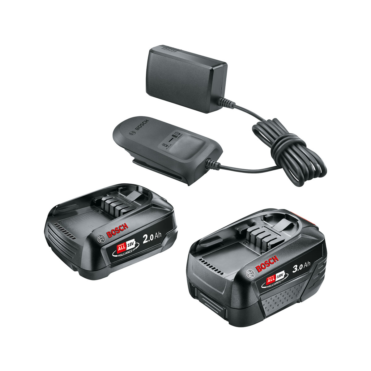 Bosch Akku-Set 18V 2,0Ah und 3,0Ah und AL18V-20
