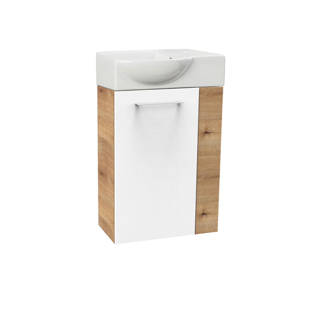 Fackelmann  Gäste-WC Waschtischunterschrank links SBC 440 x 600 x 243 mm AstEiche/Weiß Bild 2