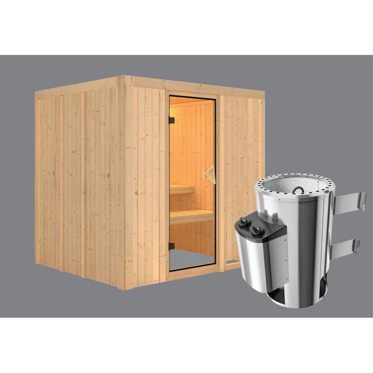 Karibu Systemsauna Daria 68 mm 3,6 kW integr Strg ohne Dachkranz Bild 2