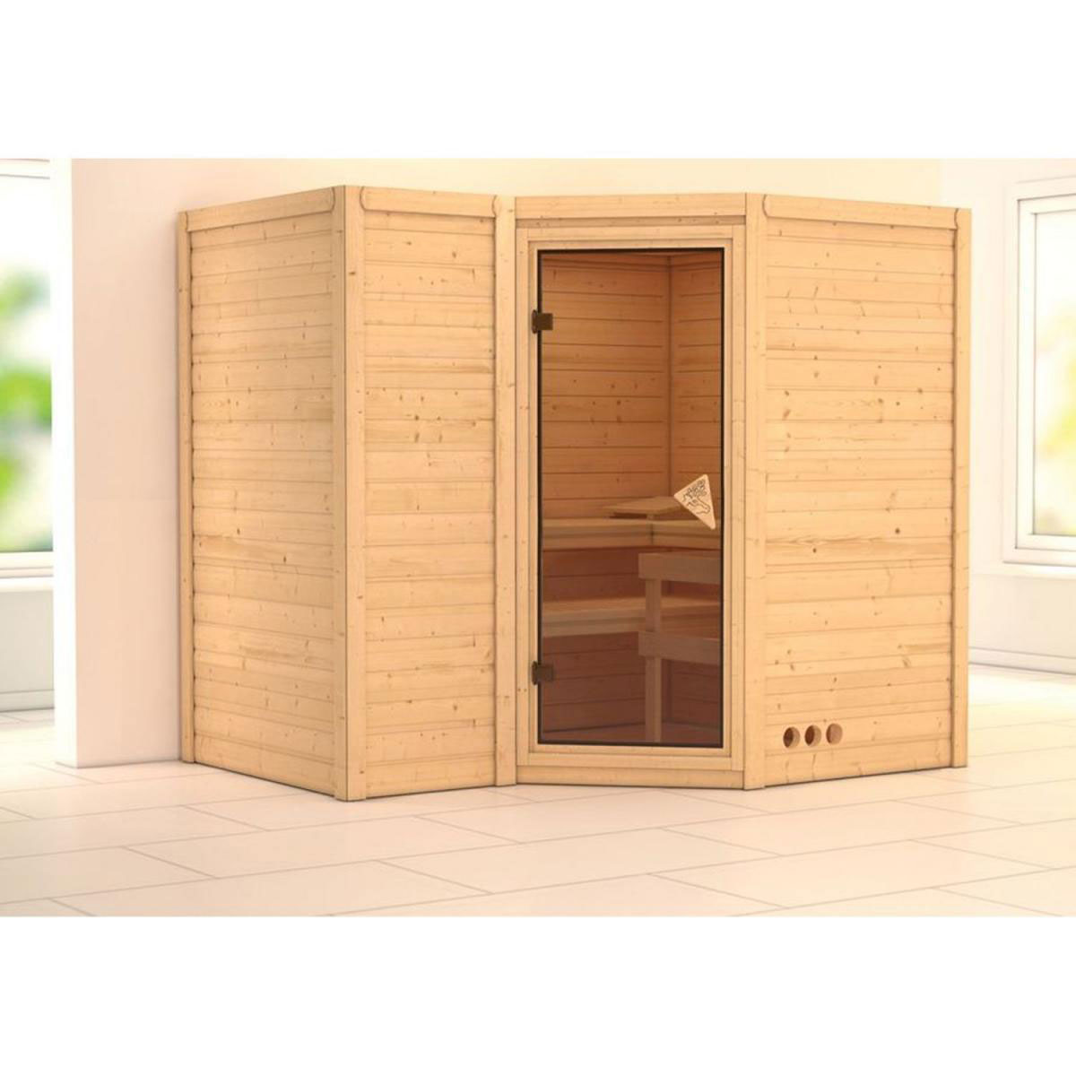 Karibu Massivholzsauna Sahib 2 40 mm ohne Ofen ohne Dachkranz