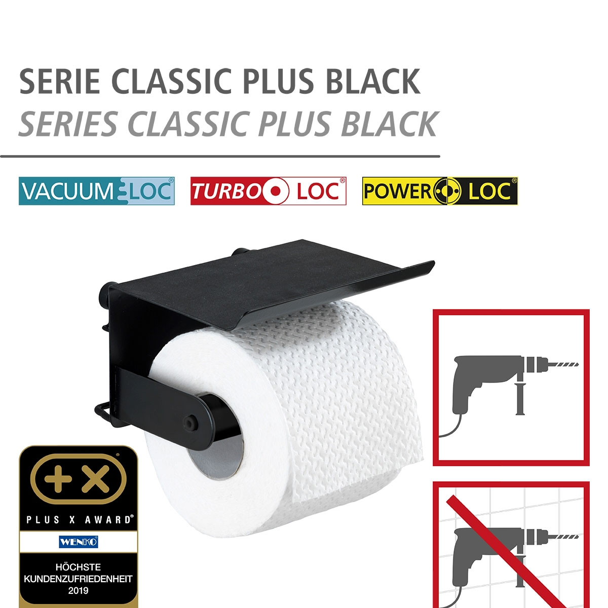Wenko Toilettenpapierhalter Classic Plus schwarz Bild 2