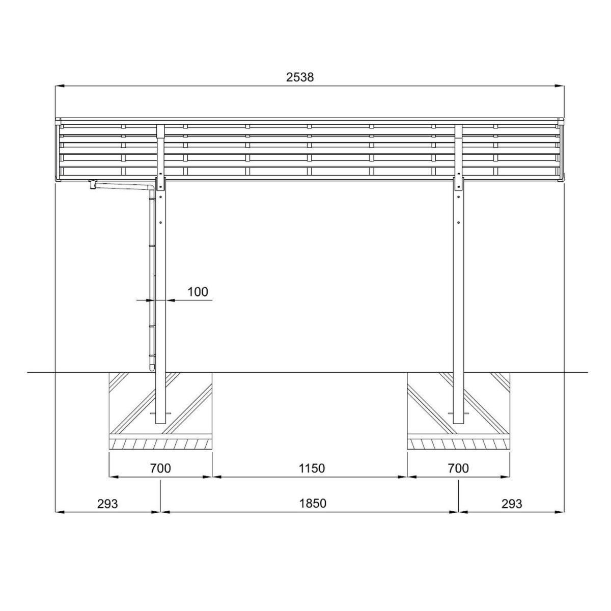 Ximax Carport Alu Portoforte 60 Mini SL LxB 4954 x 2010 mm schwarz Bild 3