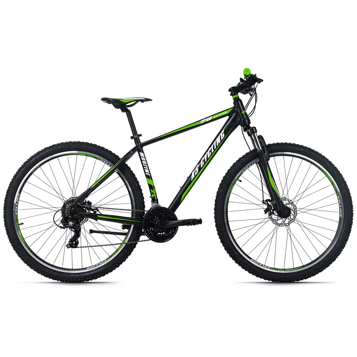 Black and green mountain bike best sale