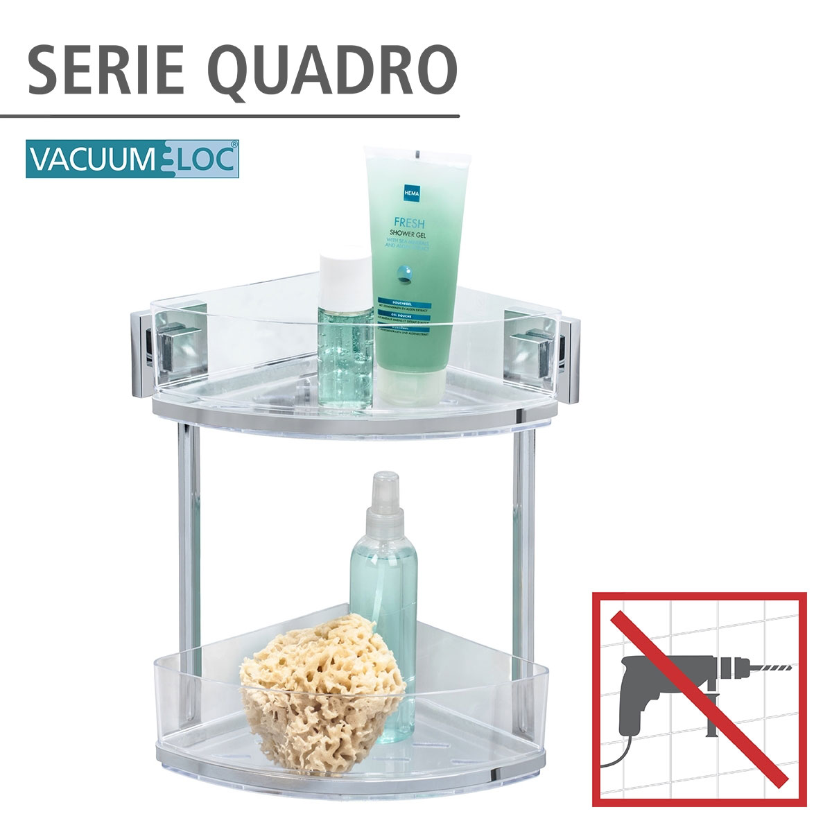 Wenko Vacuum-Loc Eckregal Quadro 2 Etagen Bild 2