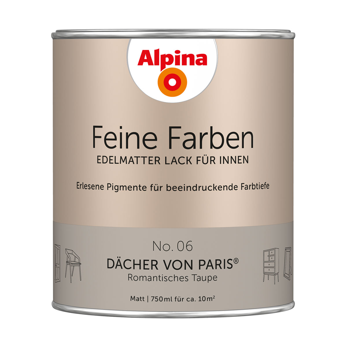 Alpina Buntlack Feine Farben Lack No 06 Dächer von Paris edelmatt 750ml