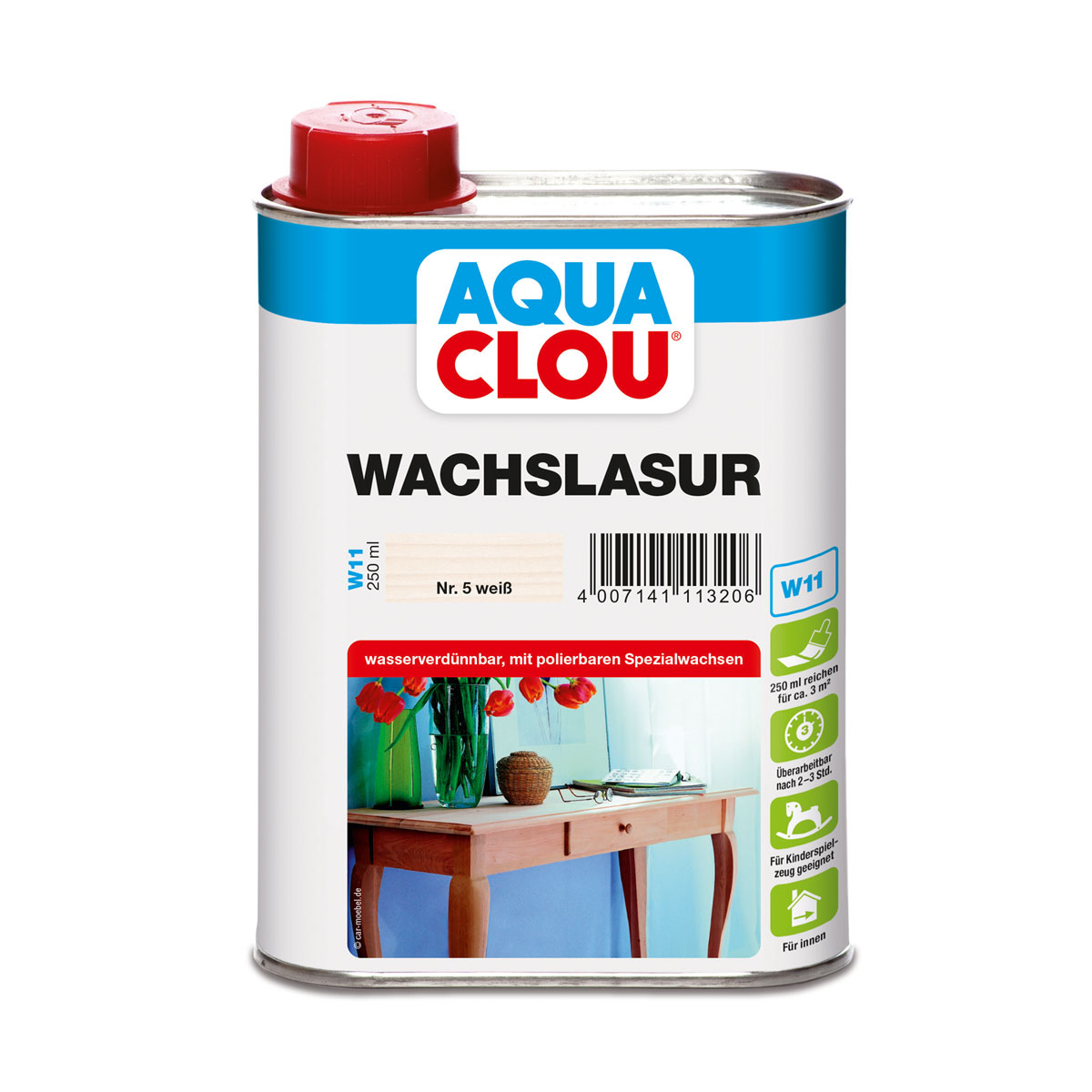 Aqua Clou Wachslasur weiß 250 ml