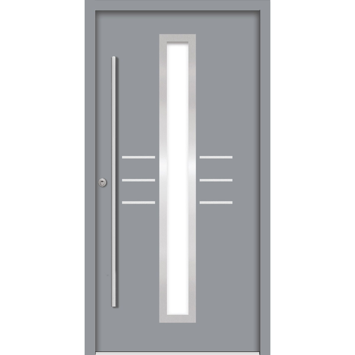 SplenDoor Premium-Haustür Passivedoor Lund RC2 energiesparend einbruchsicher grau 100 x 200 cm links