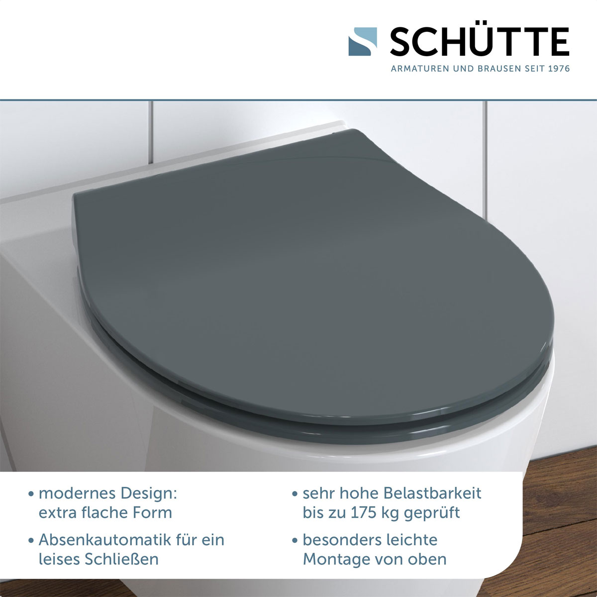 Schütte Duroplast WC-Sitz SLIM ANTHRAZIT mit Absenkautomatik und Schnellverschluss Bild 4