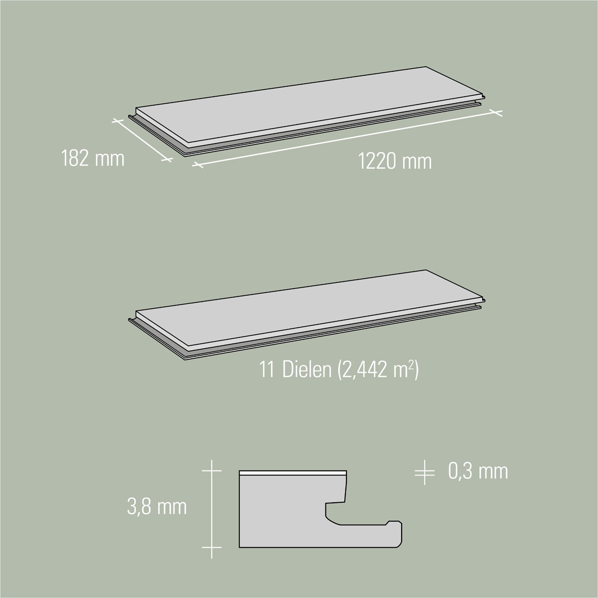 Specht Vinylboden Vinyl SPC Classic Eiche Alberta 1220 x 182 x 3,8 mm