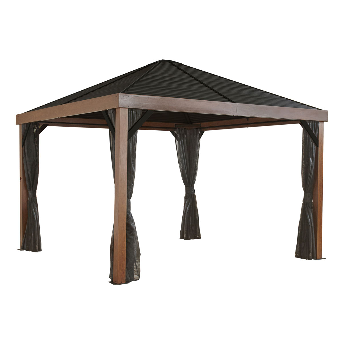 Sojag Pavillon Valencia 1212 inkl. Moskitonetz 364,3x364,3x310cm Holzoptik Bild 2