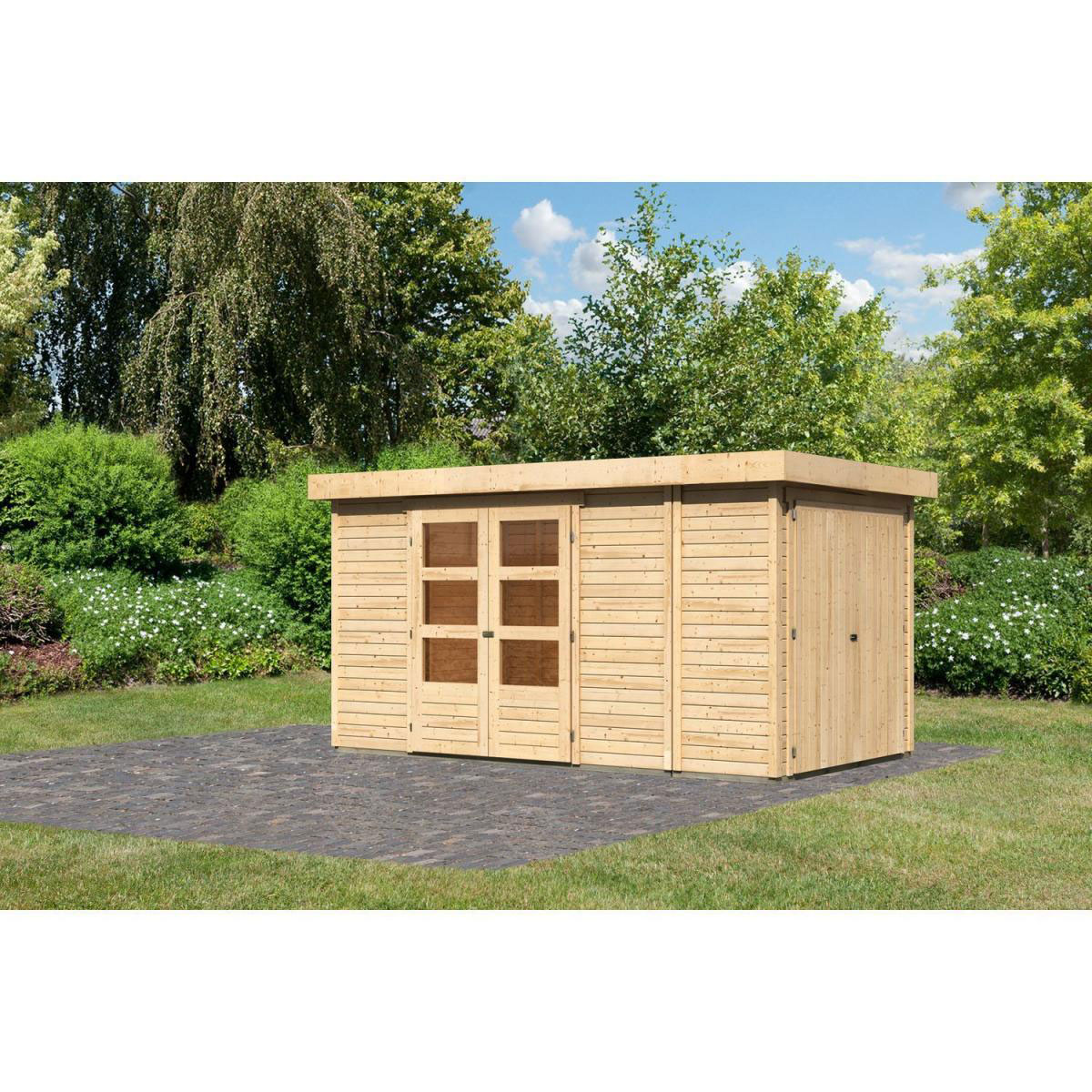 Karibu Gartenhaus Retola 5 inkl Anbauschrank