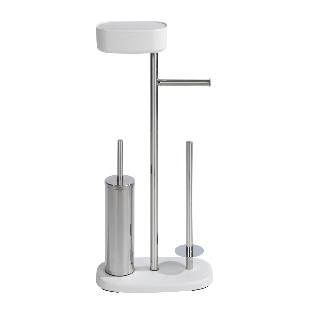 Wenko Stand WC-Garnitur mit Box Rivazza Weiß integrierter Toilettenpapierhalter Ersatzrollenhalter und WC-Bürstenhalter mit Ablagebox