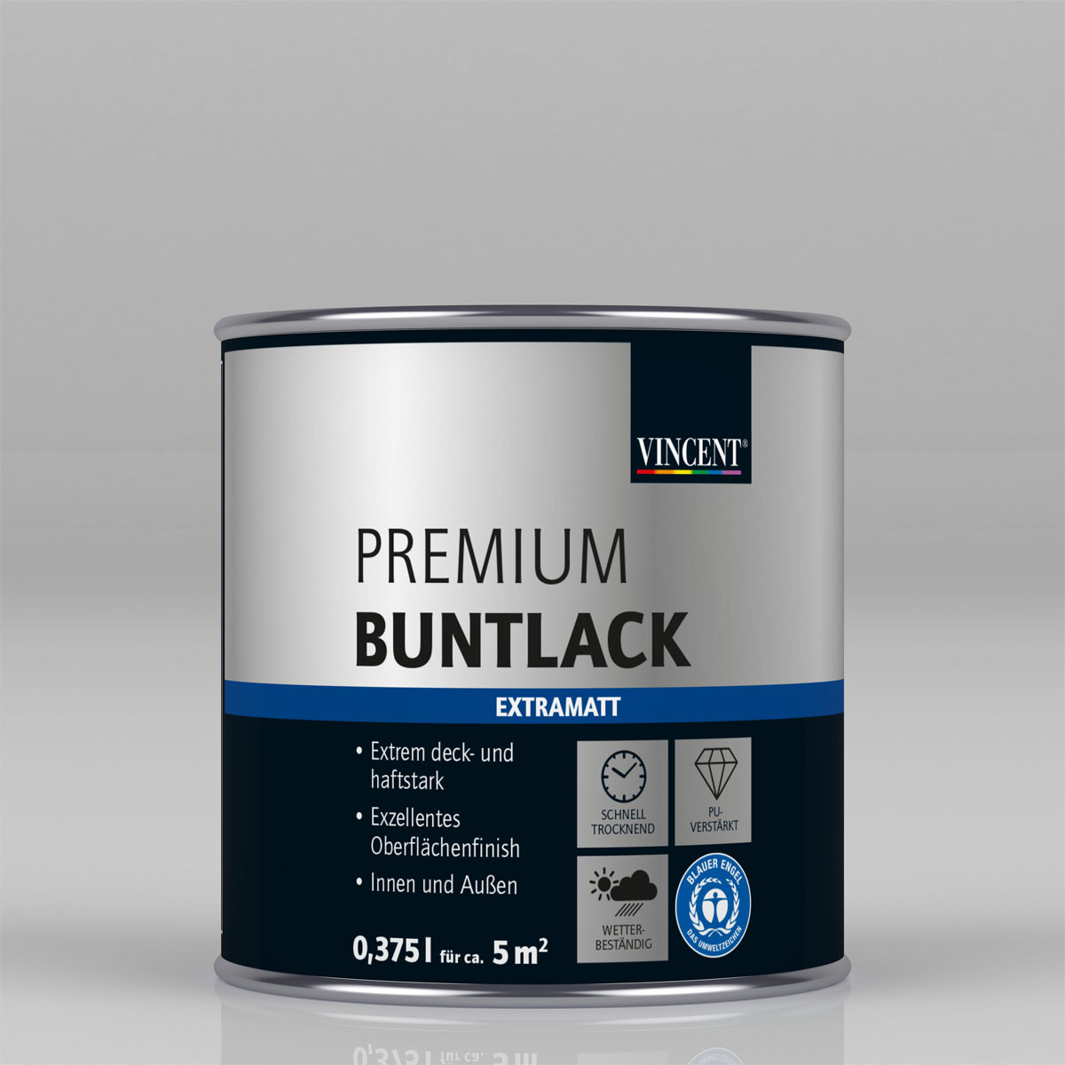 Vincent Premium Buntlack seidengrau matt 375 ml