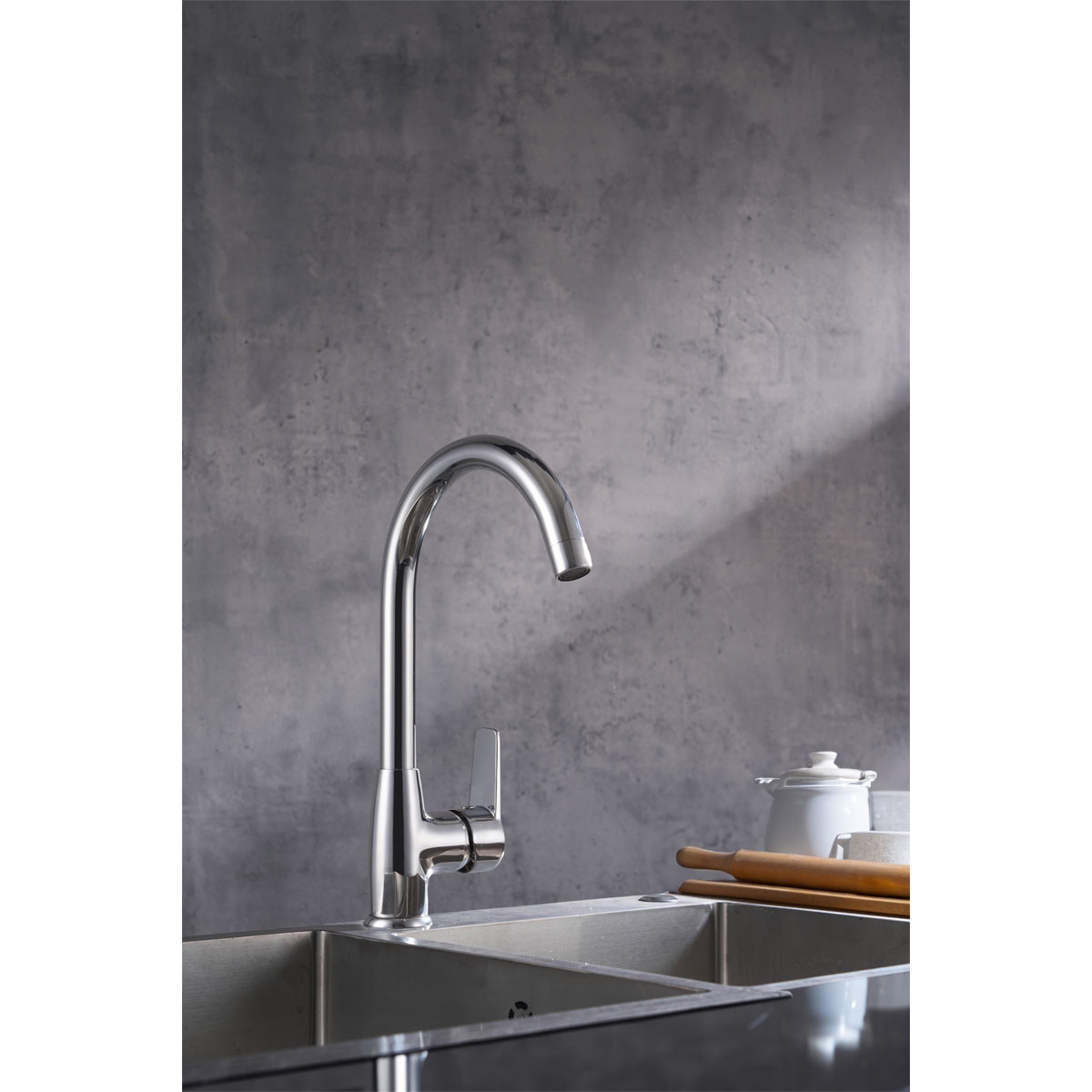 Valblue Spültischarmatur Lima 2.0 chrom schwenkbarer Auslauf Wassersparkartusche Bild 3