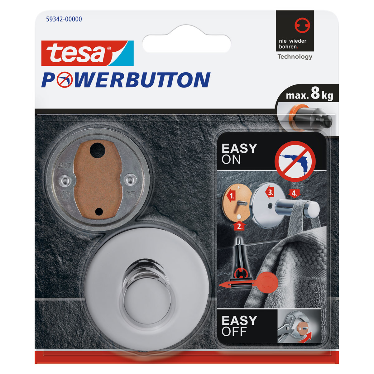 Tesa Haken Powerbutton Premium Chrom Bild 1
