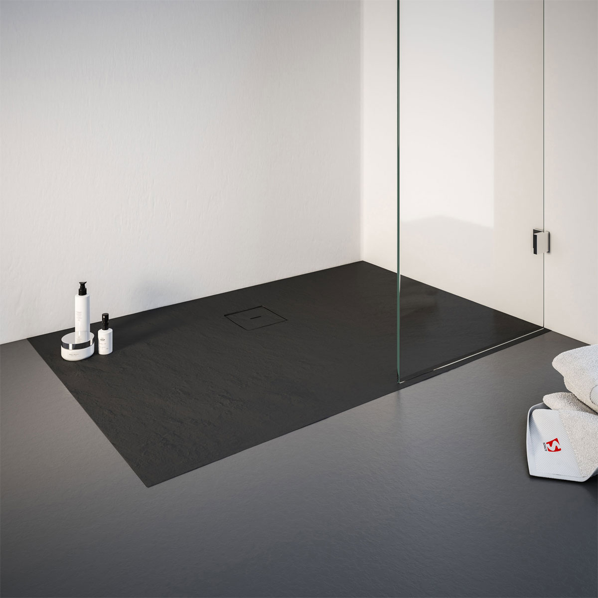 Schulte Express Plus Duschwa Mineralg Steinstr Rechteck -Plan 1400 x 750 anthraz. Bild 2