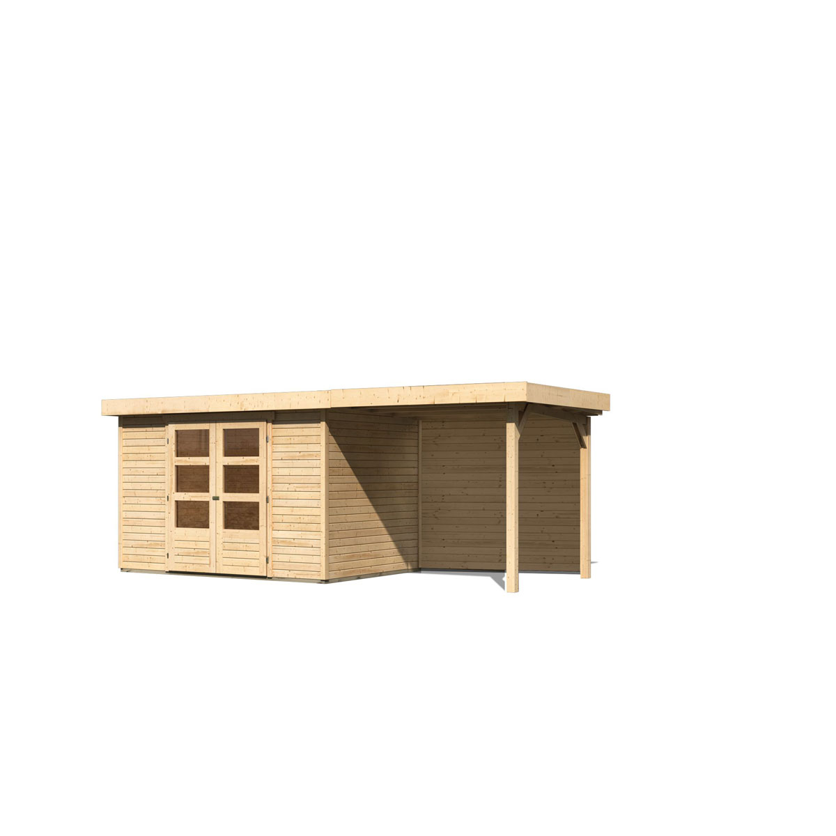 Karibu BBH Askola 4 Set mit Anbaudach naturbelassen Bild 4