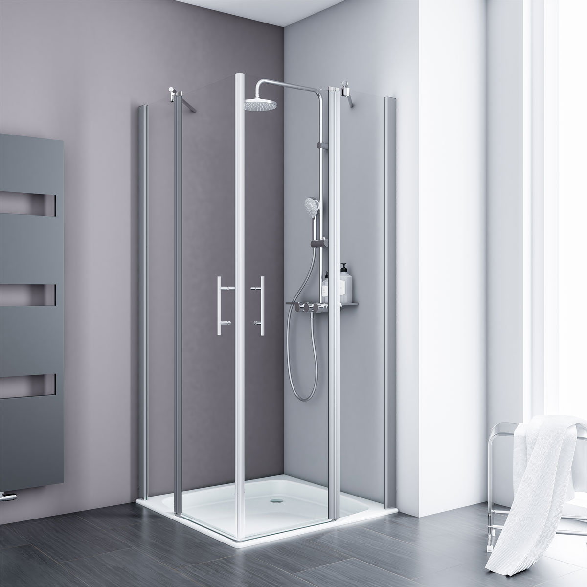Schulte Eckeinstieg Alexa Style 2.0 inkl Duschwanne 90 x 90 cm