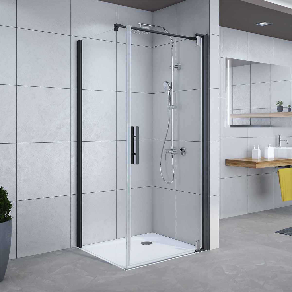 Breuer Drehtür Europa Design für Seitenwand Anschlag rechts schwarz matt Intima 800 mm