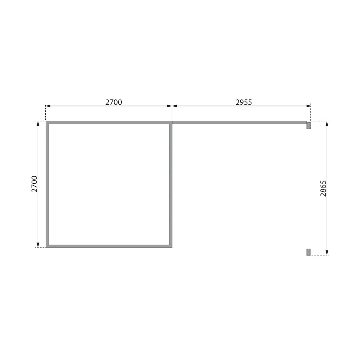 Karibu  Blockbohlenhaus Kastorf 6 naturbelassen mit Anbaudach und Rückwand Bild 8