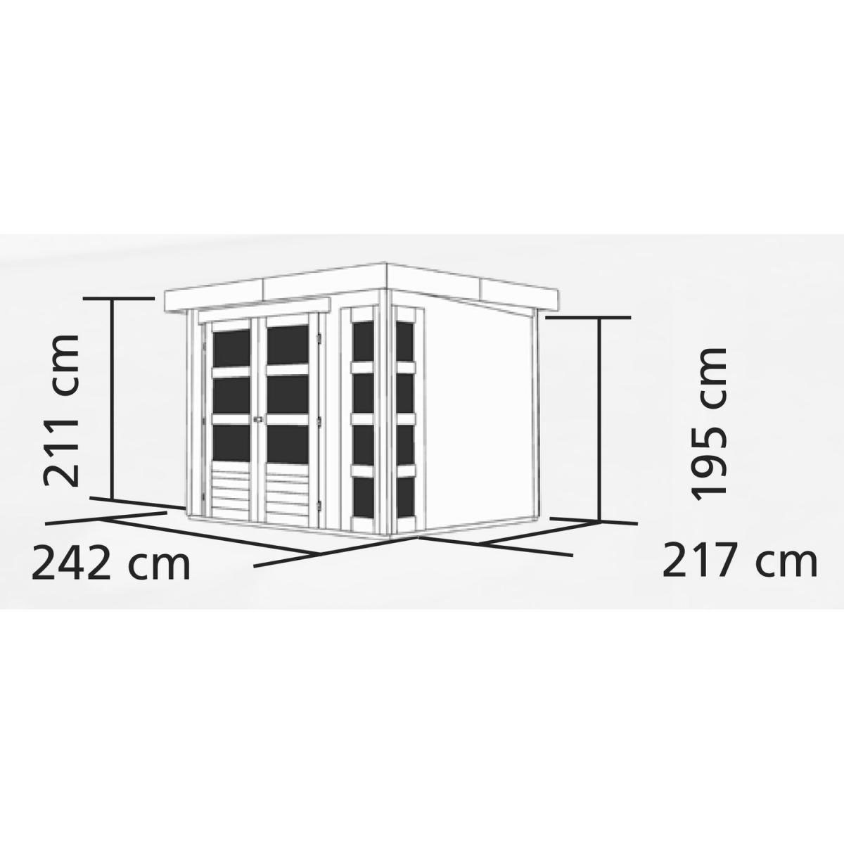 Karibu Gartenhaus-Set Kerko 3 mit Anbaudach 2,4 m terragrau Bild 4