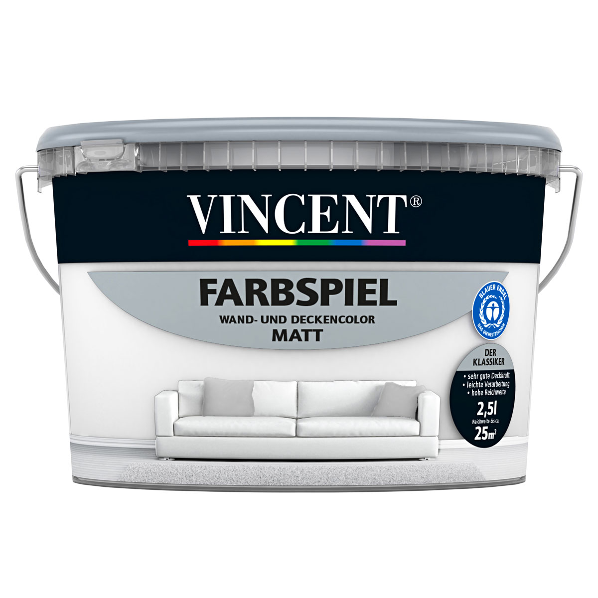 Vincent Farbspiel Weiß matt 2,5 L Vincent Farbspiel Weiß matt 2,5 L