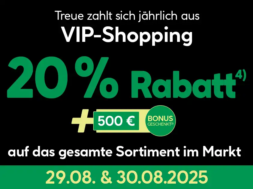 Banner VIP Shopping bei Hellweg