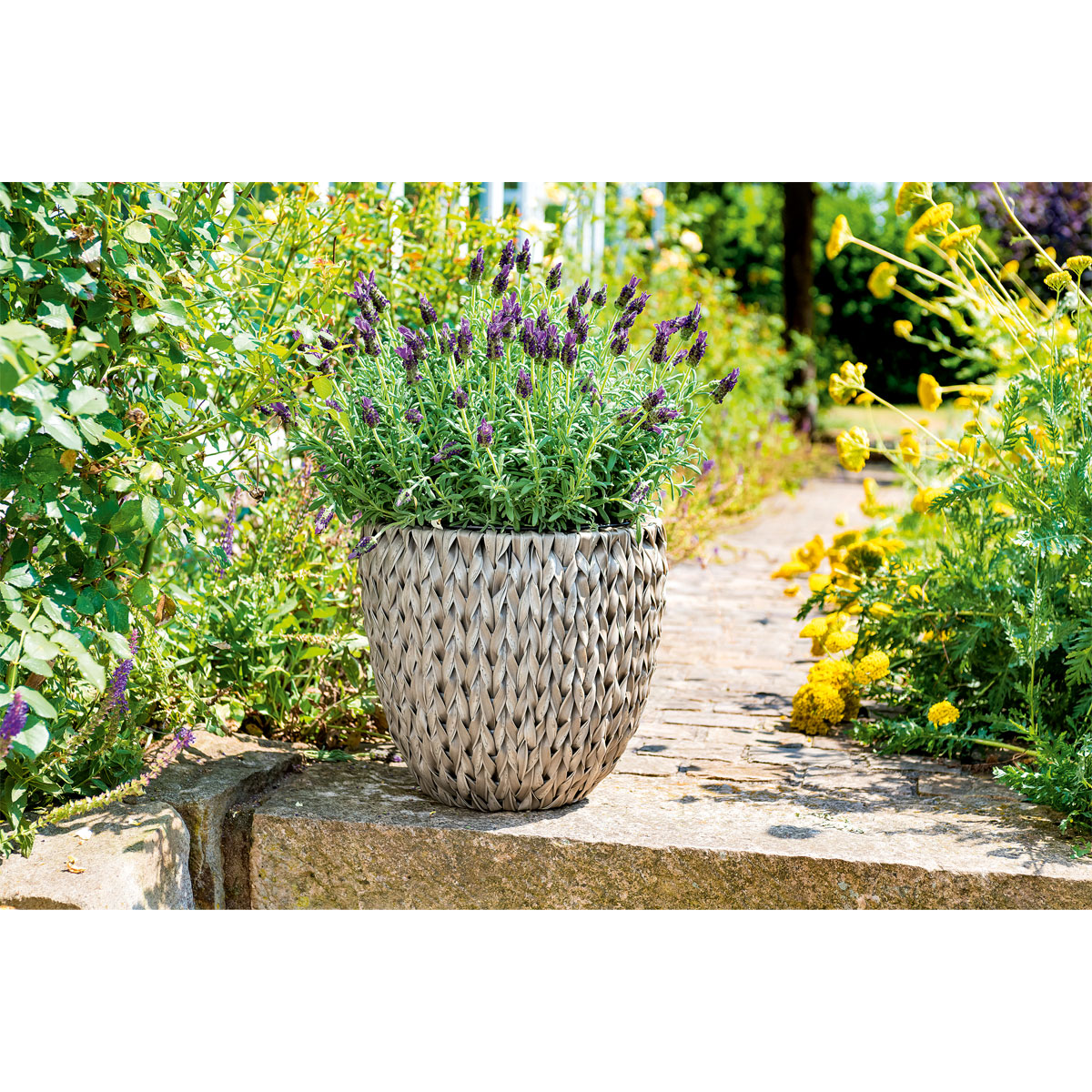 Haveson Pflanzgefäß Durchmesser 34 x 54 cm grau hochgeflochten