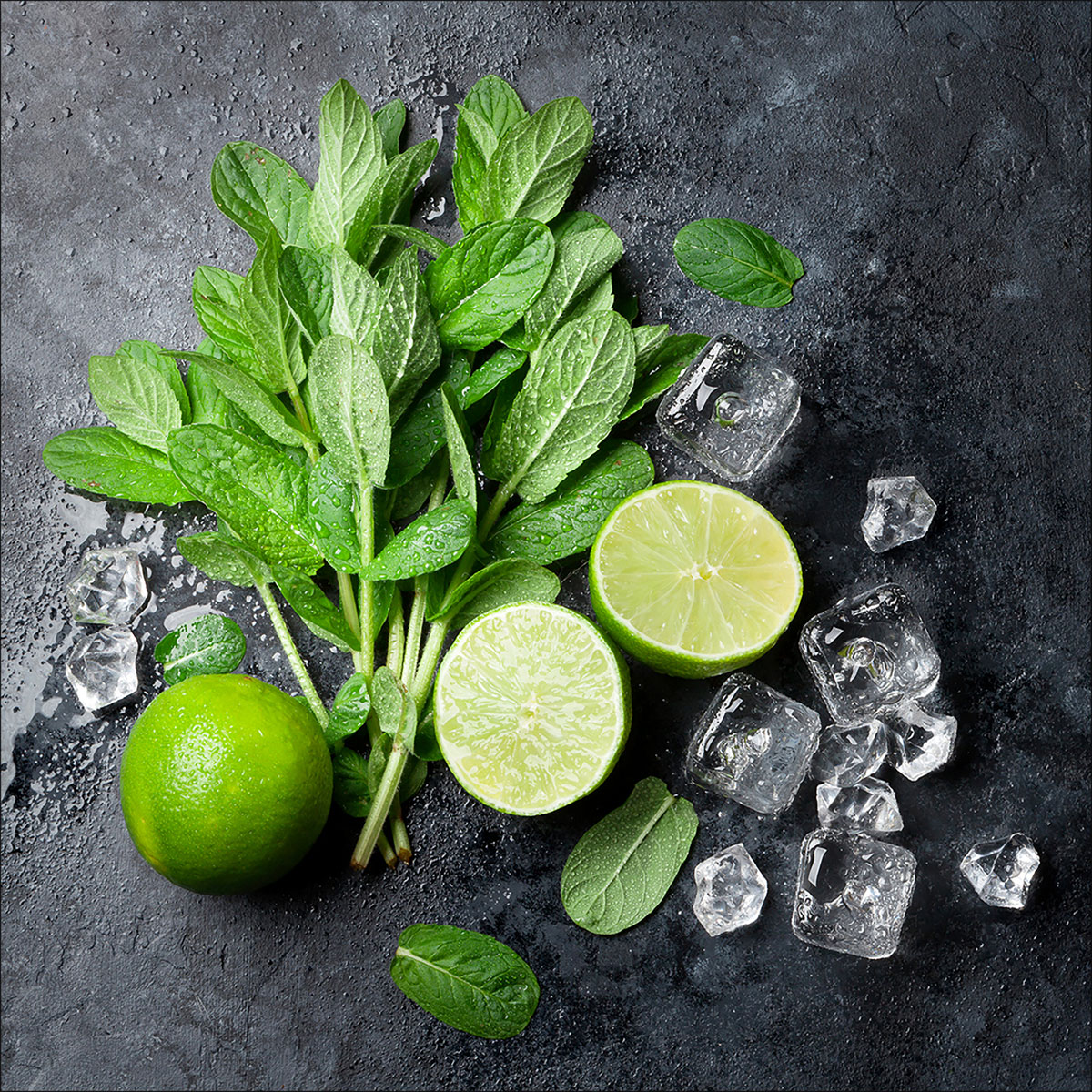 Glas-Art Lime und Ice Cube 20 x 20 Glasbild