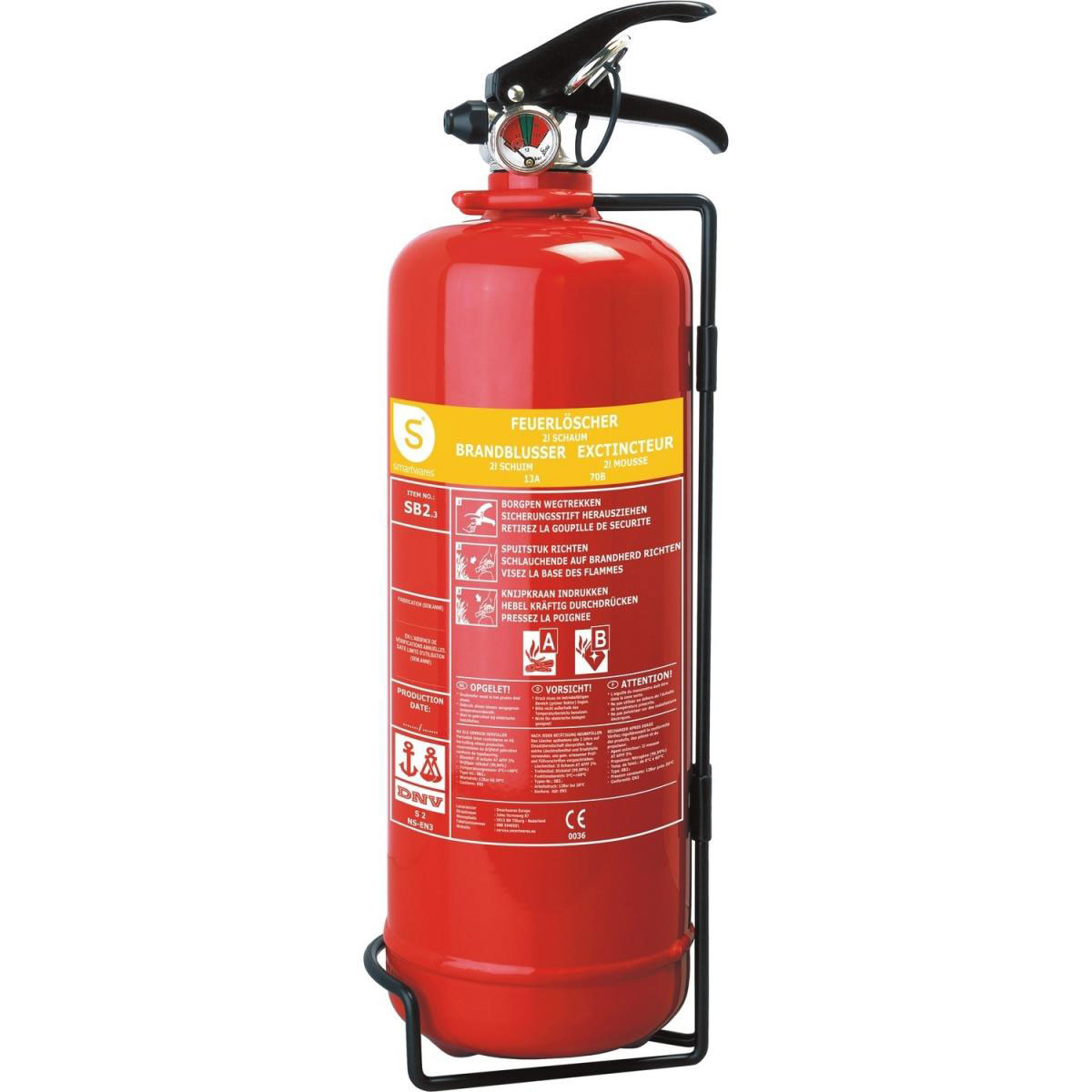 Smartwares Schaumlöscher 2 kg SB2 SW mit Halterung
