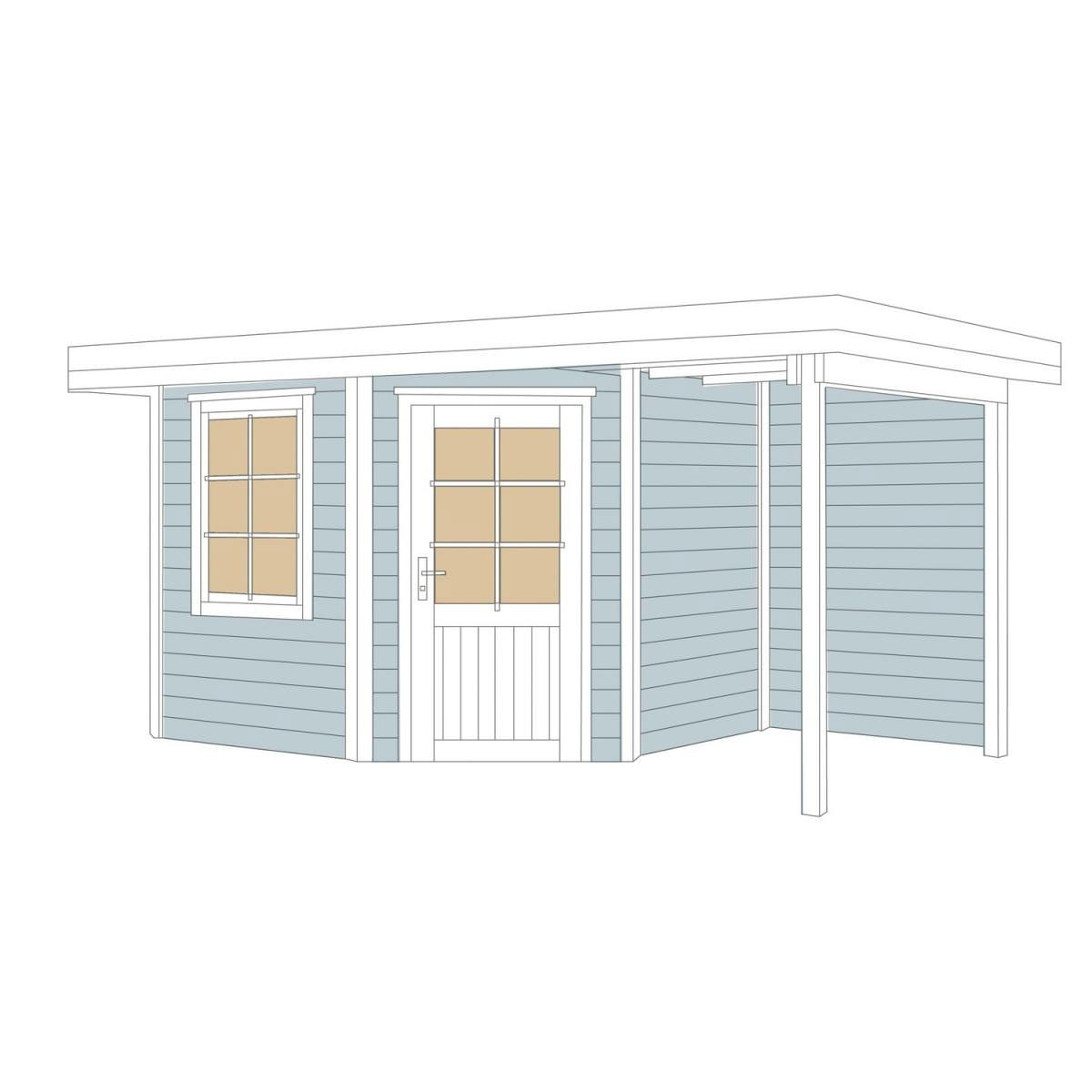 Weka Designhaus 213 A mit Anbau 150 cm 5-Eck 501 x 338 x 237 cm grau Bild 3