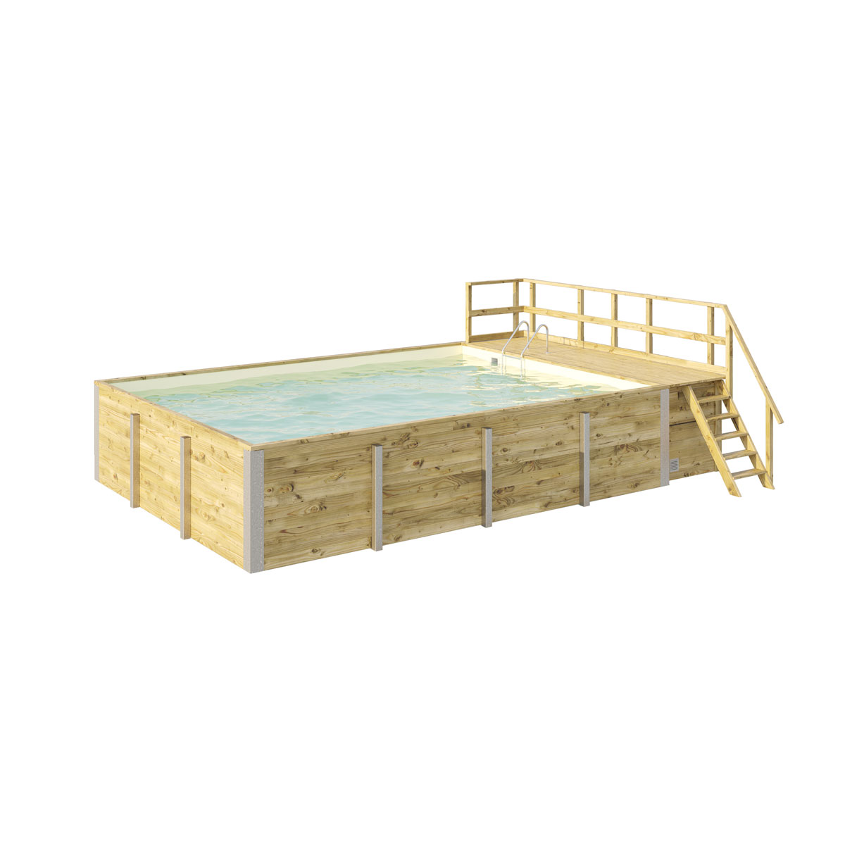 Weka Pool Rechteckig Größe 2 b 401,5 x 641,5 cm inkl Technikraum/Sonnendeck und FilteranlageFolie sand