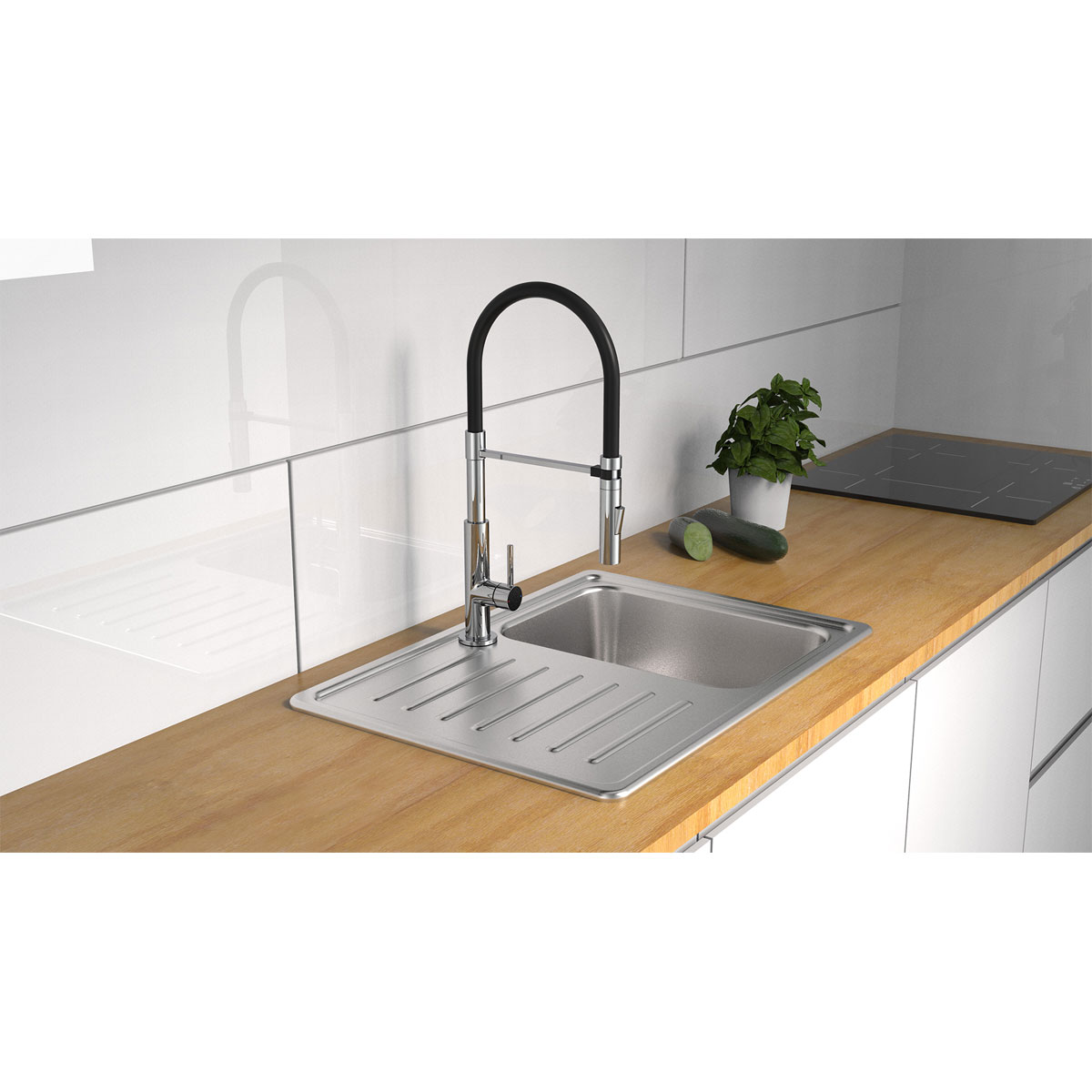 Schütte Küchenarmatur mit ausziehbarer Brause 79180 Stilo chrom schwarz Bild 8