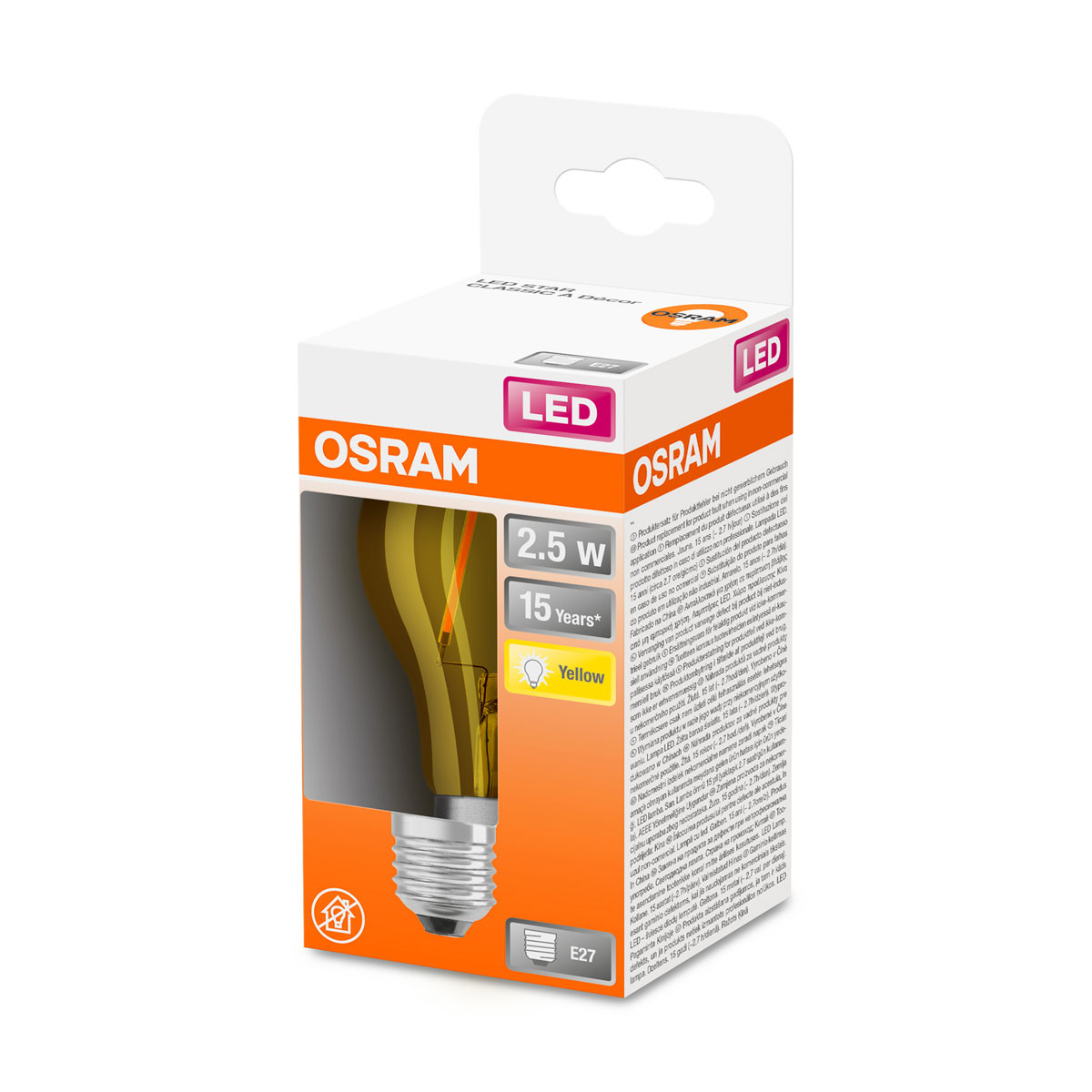 Osram LED-Leuchtmittel Glühlampe E27 2,5W gelb