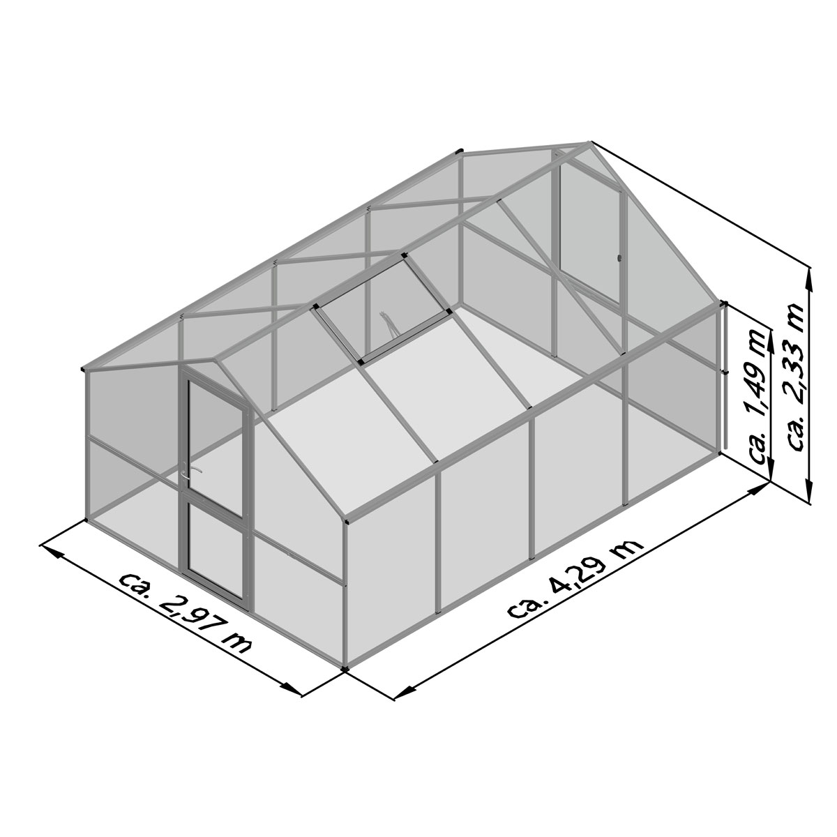 KGT Gewächshaus Orchidee IV 12,75m² silber Bild 8