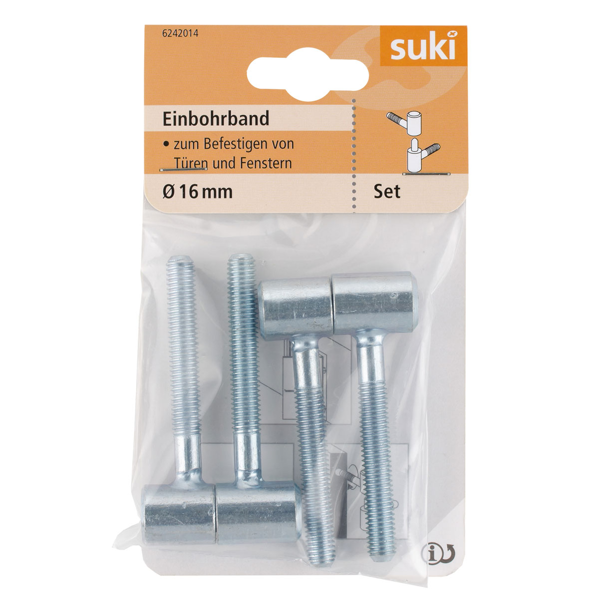 Suki Einbohrband Stahl Durchmesser 1,6x Durchmesser 0,85 x 6 cm verzinkt 2 Stück