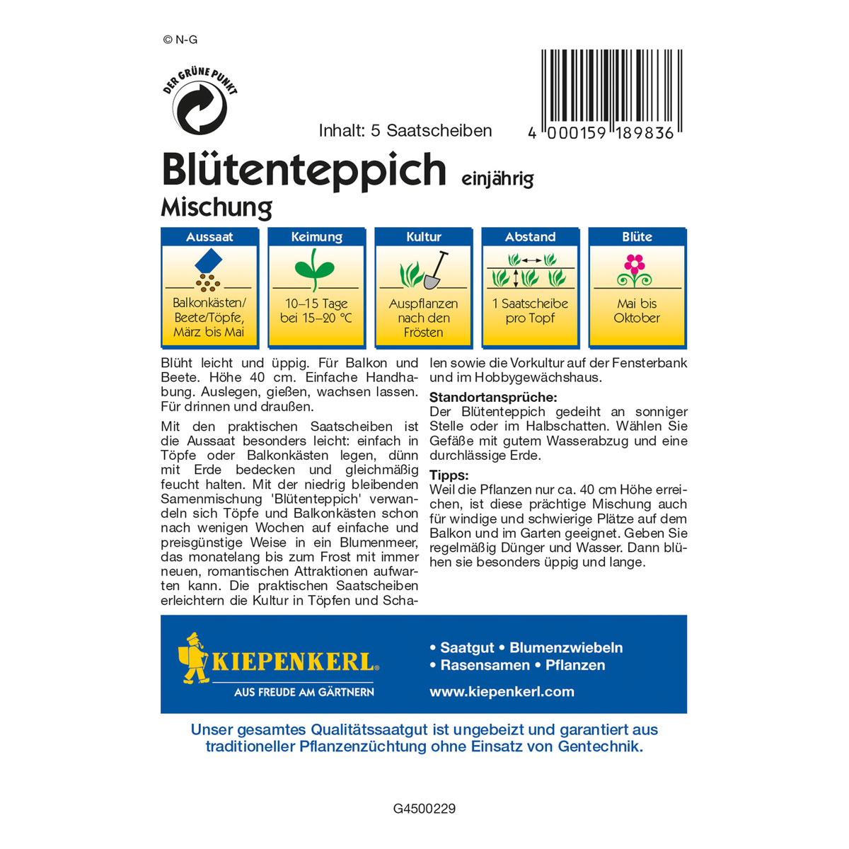 Kiepenkerl Blütenteppich Mischung Saatscheiben Bild 2