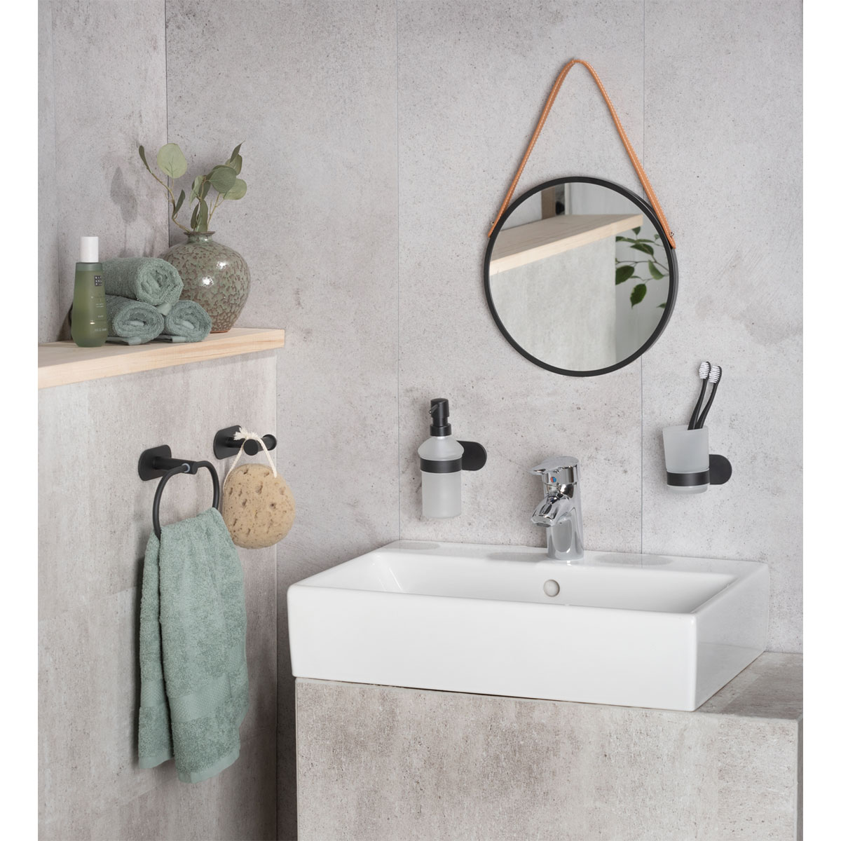 Wenko  Turbo-Loc Edelstahl Handtuchring Orea Black Matt Handtuchhalter Befestigen ohne bohren Bild 9