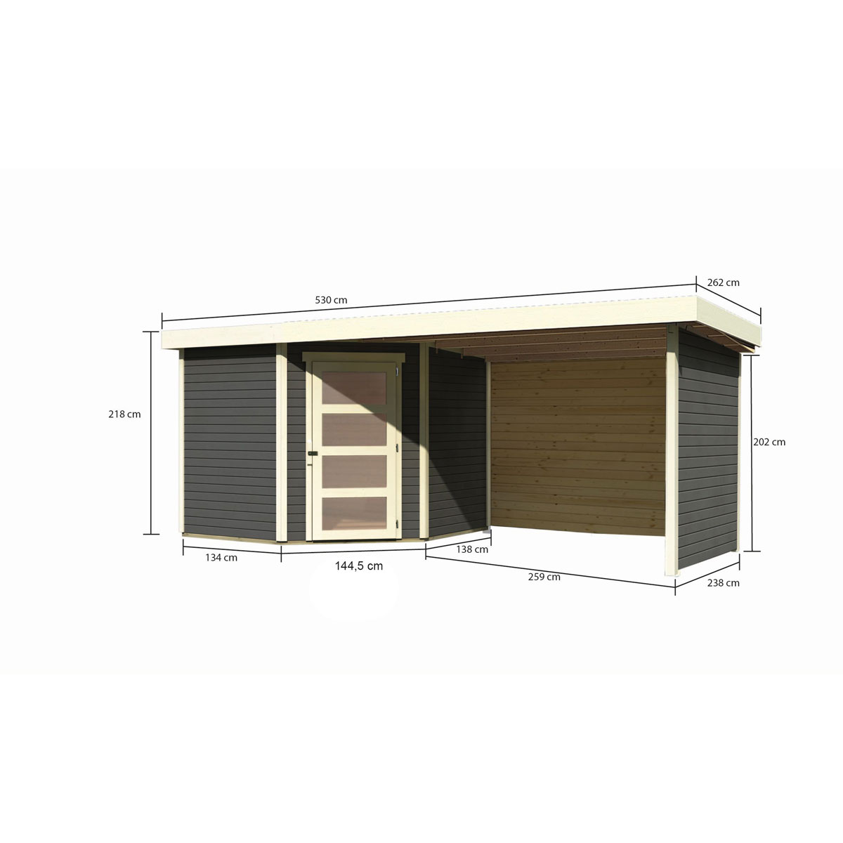 Karibu BBH Schwandorf 5 Set mit Anbau terragrau Bild 3