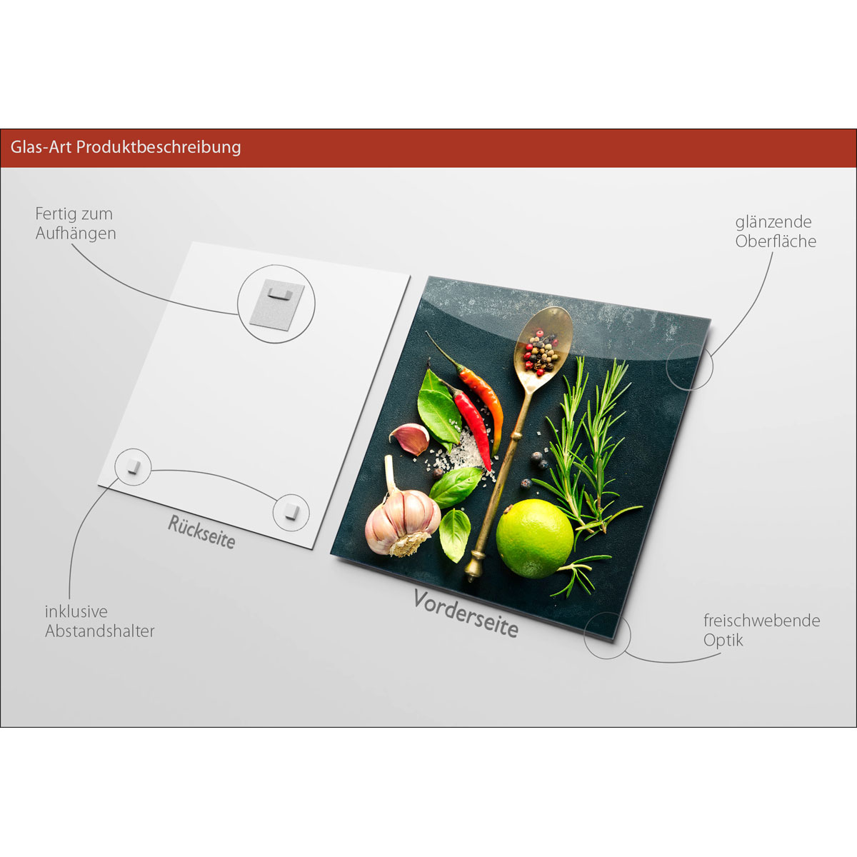 Glas-Art Vintage Herbage III 30 x 30 Glasbild Bild 3