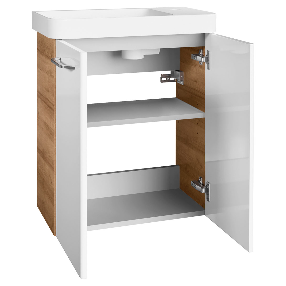 Fackelmann Mini-Waschtischunterschrank Milano 52 x 61 x 27,5 cm weiß/Ast-Eiche Bild 5