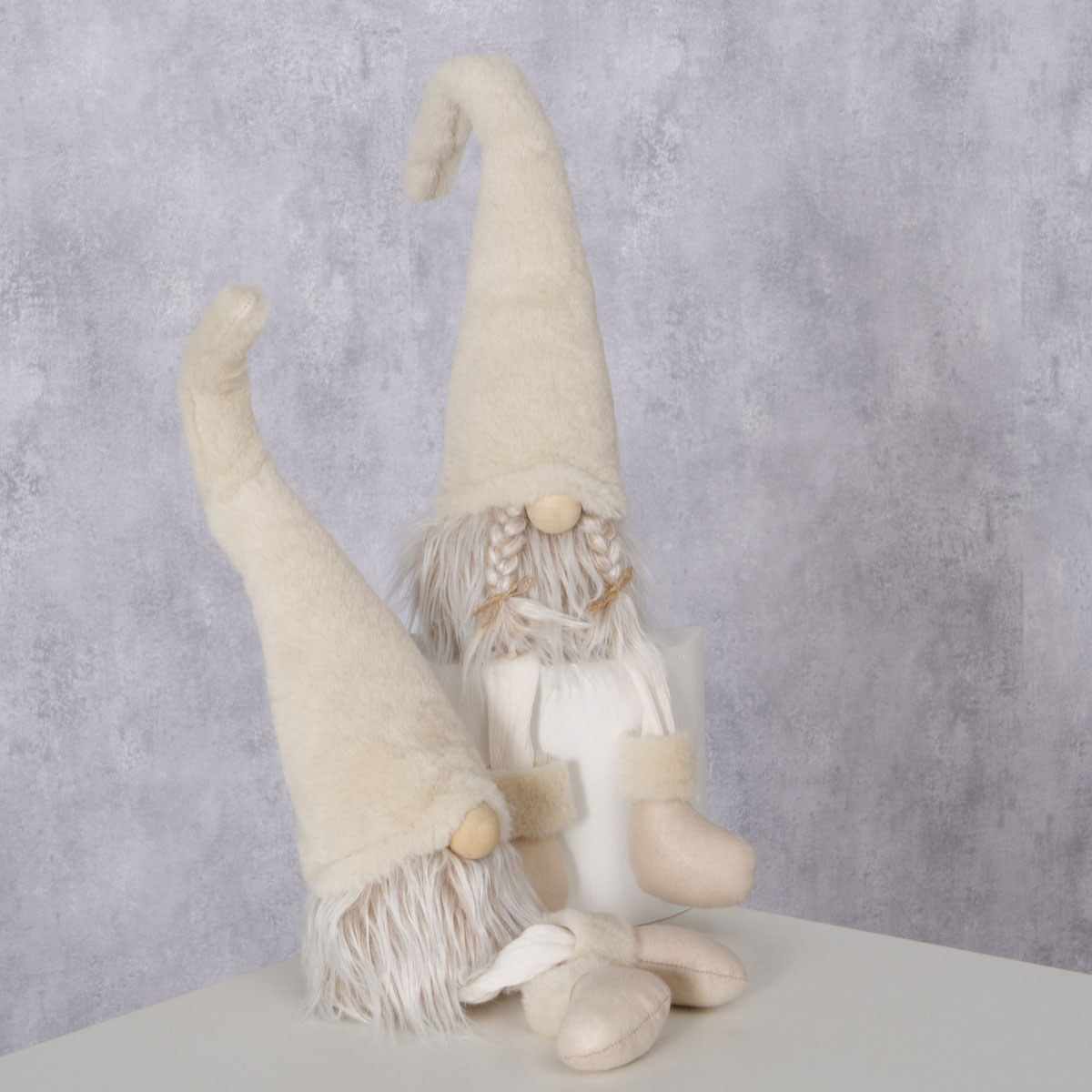 Kantenhocker Tanyo Wichtel 14 x 13 x 58 cm beige Stein Textil Bild 3