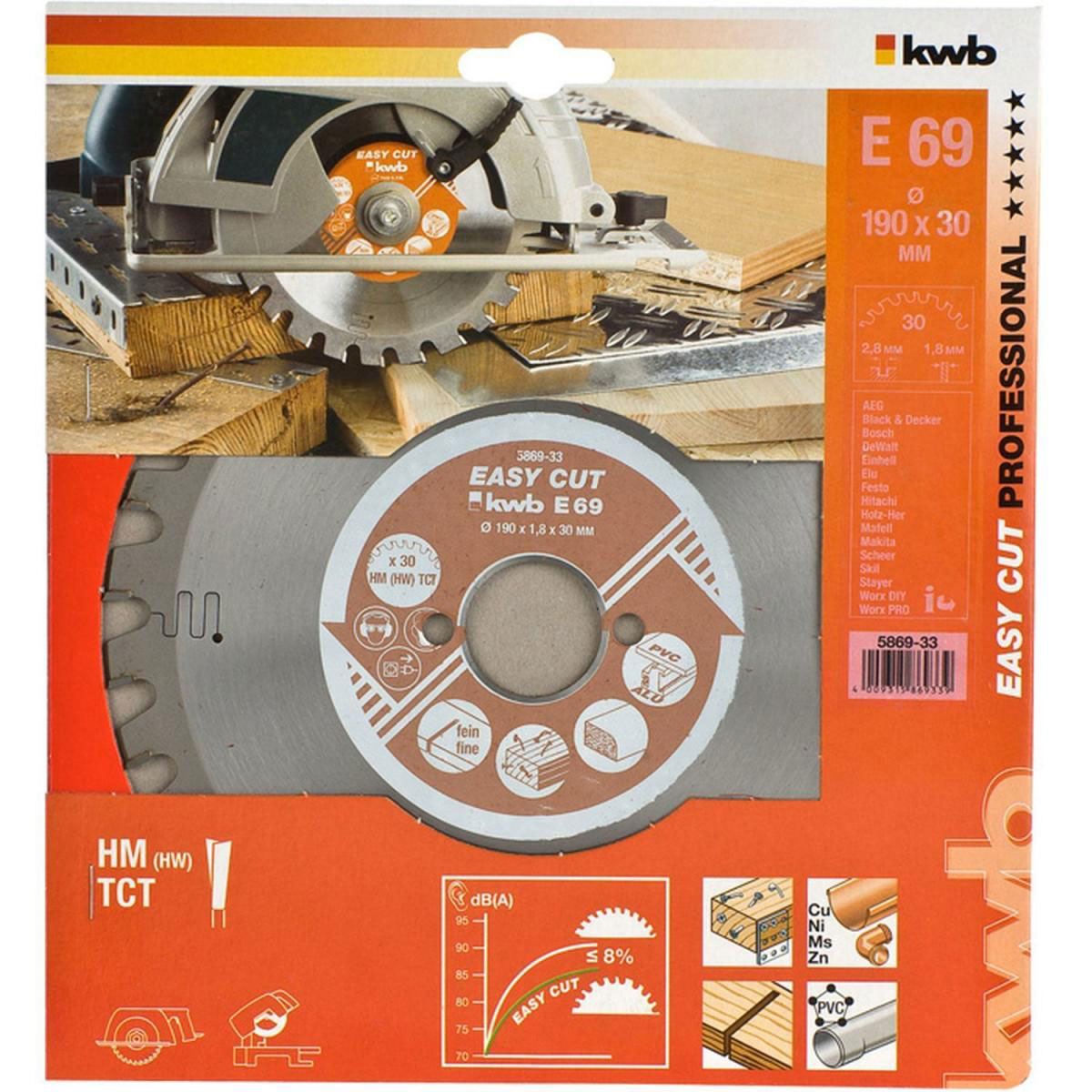 kwb  Kreissägeblätter Easy Cut für Handkreissägen Durchmesser 190x30 mm Bild 2