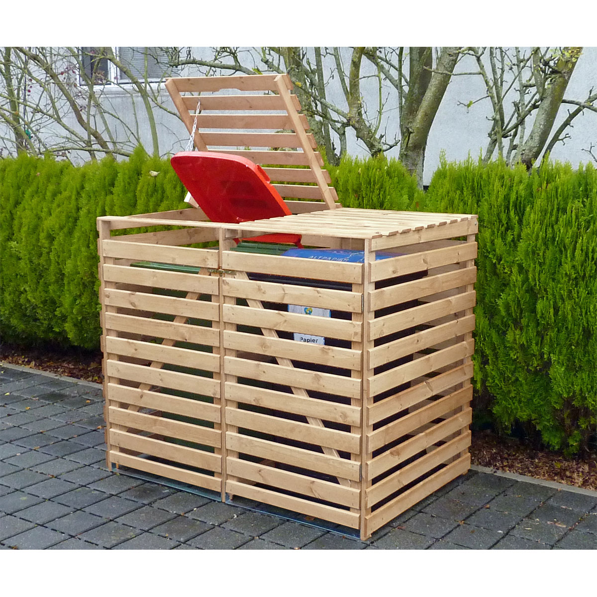 Promadino Mülltonnenbox Vario V für 2 Tonnen natur