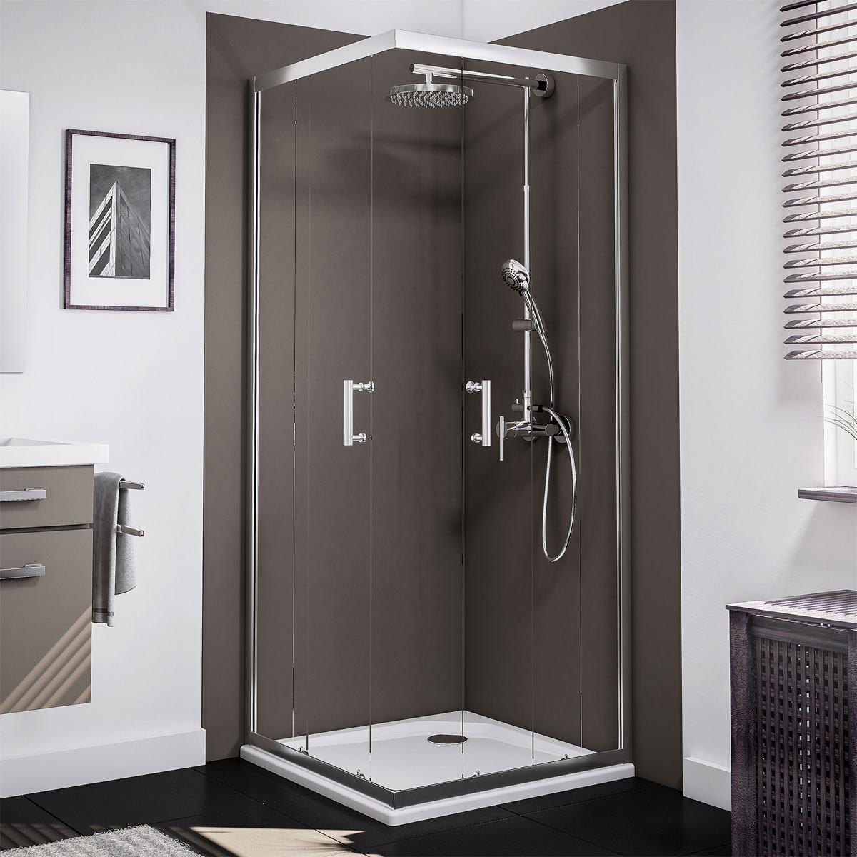 Schulte Eckeinstieg Sunny 90 x 90 cm chromoptik