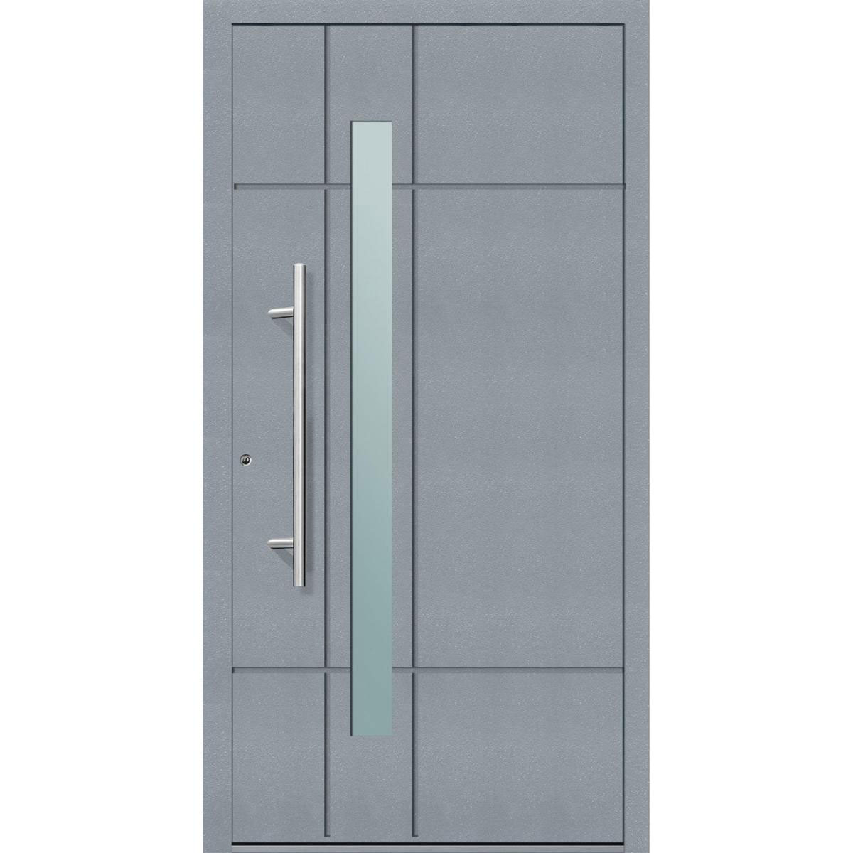 Aluminium Sicherheits-Haustür Palermo Exklusiv 75 mm grau 100 x 210 cm Anschlag links inkl Griffset